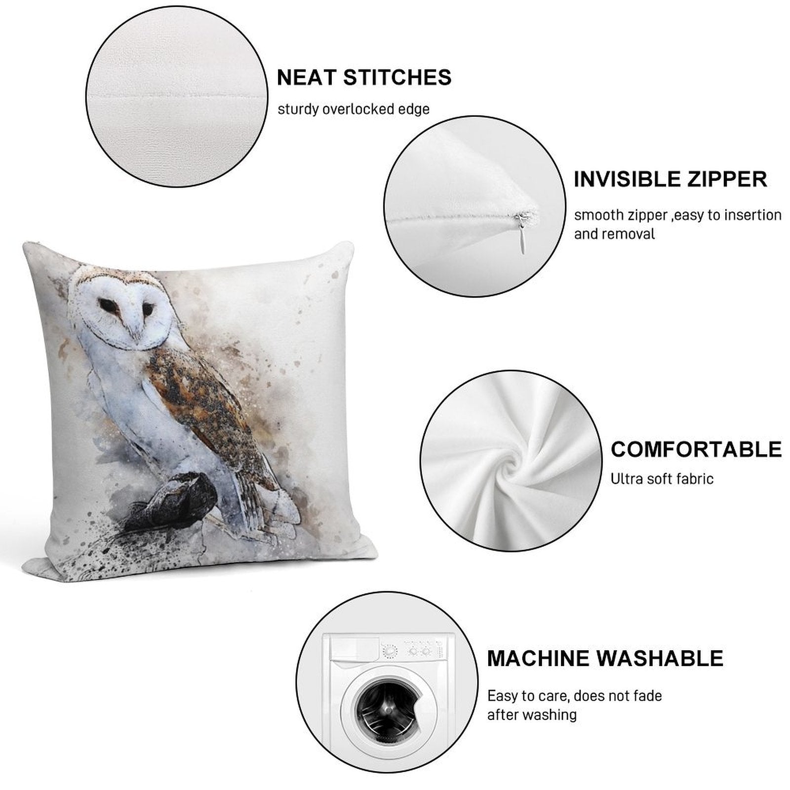 Barn Owl Soft Style Accent Throw Pillow