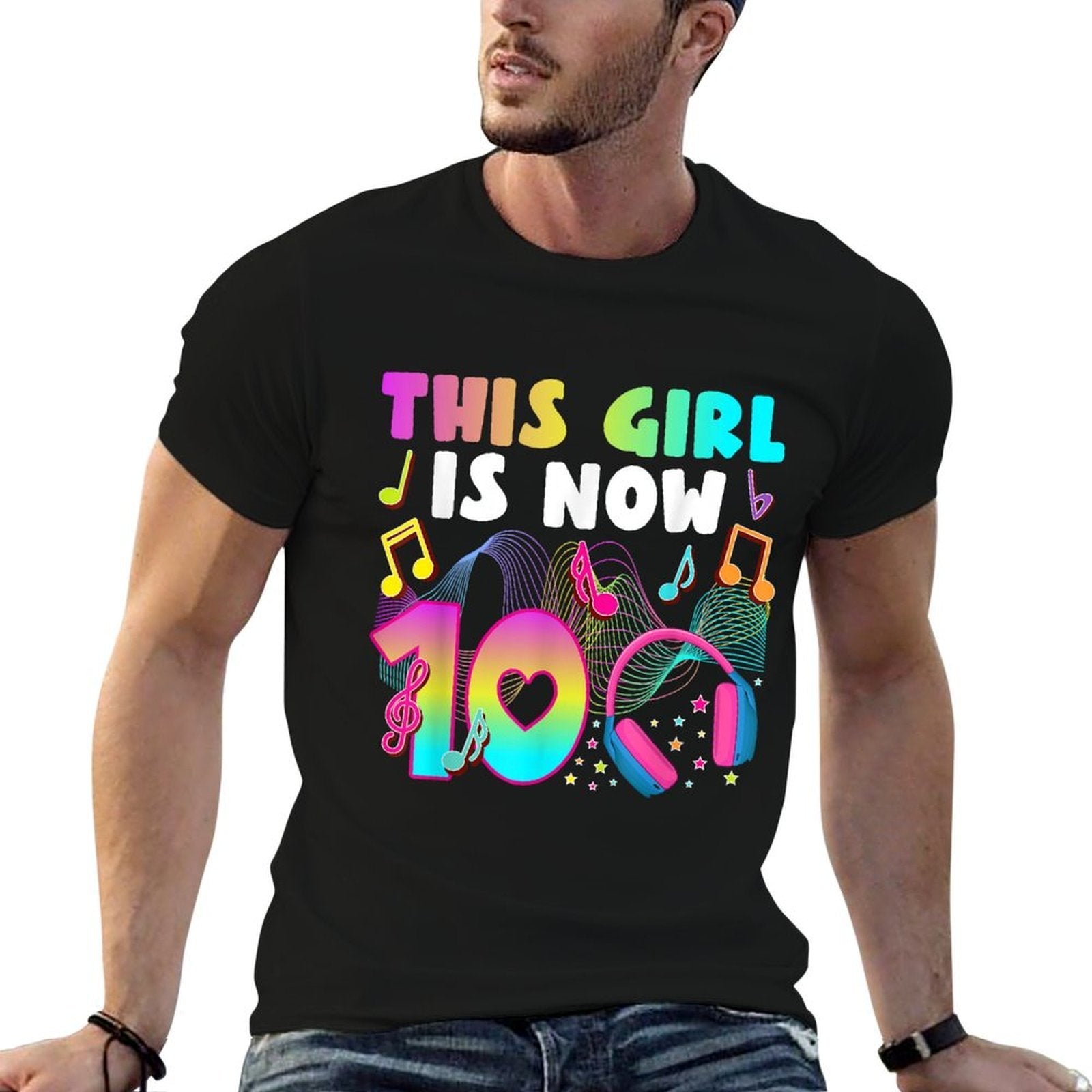 10th Music Birthday Party 10 Year Old Musical Birthday  Slim-fit Cut T-Shirt