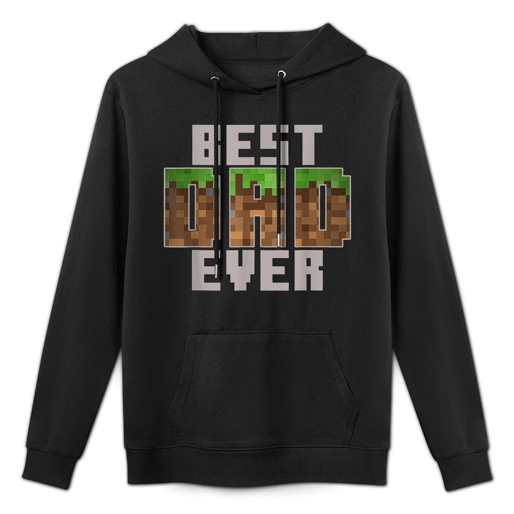 Pixel Block Best Dad Ever Earth Grass Funny Gamer Art Adjustable Hood Hoodie