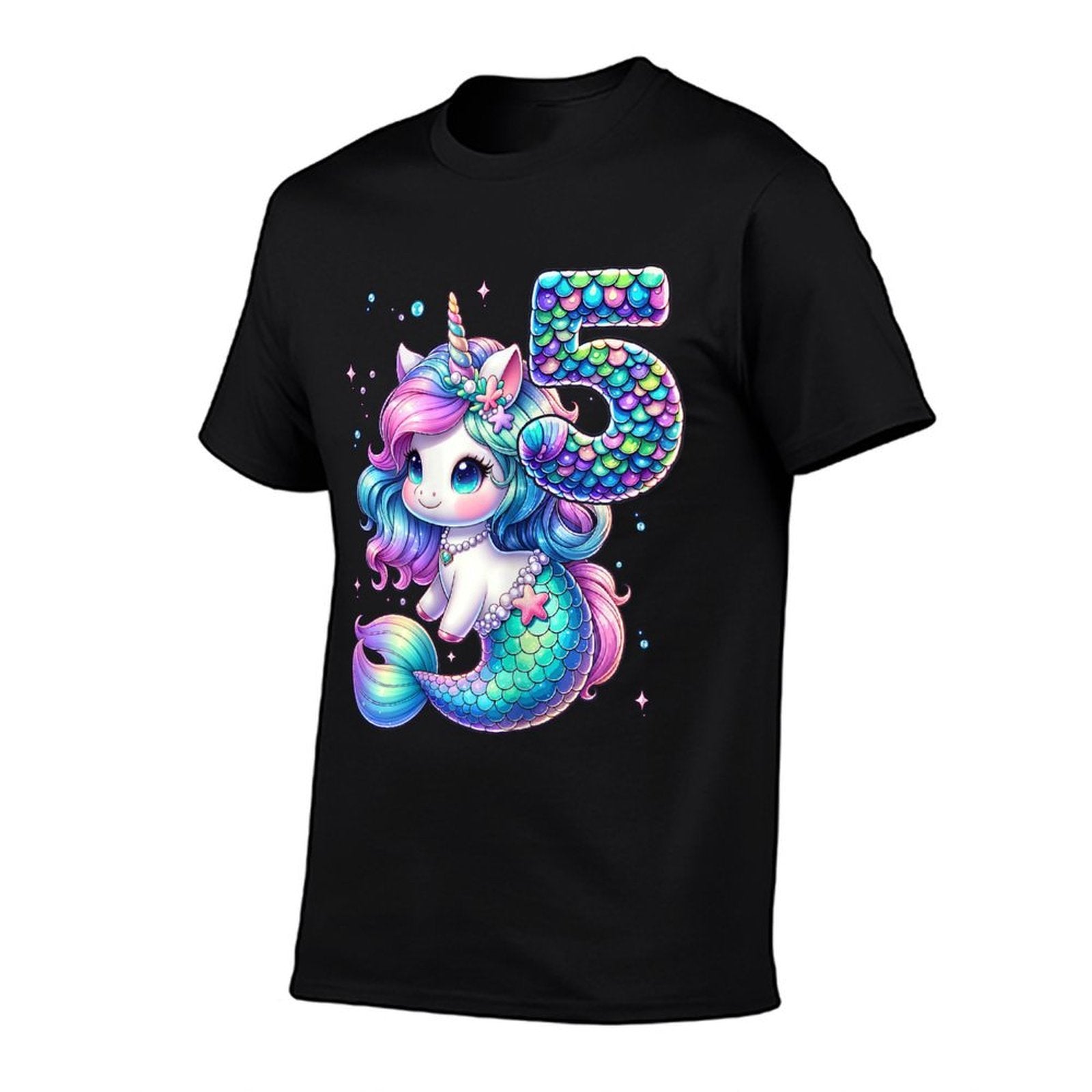 Unicorn Mermaid 5th Birthday 5 Year Old Party Girls Outfit  Slim-fit Cut T-Shirt