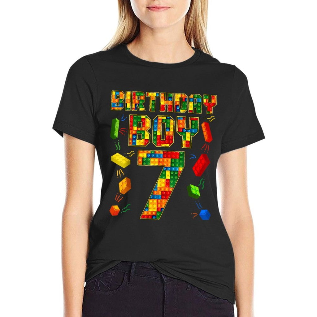 Master Builder 7th Birthday Boy 7 Year Old Building Bricks  Graphic-printed T-Shirt