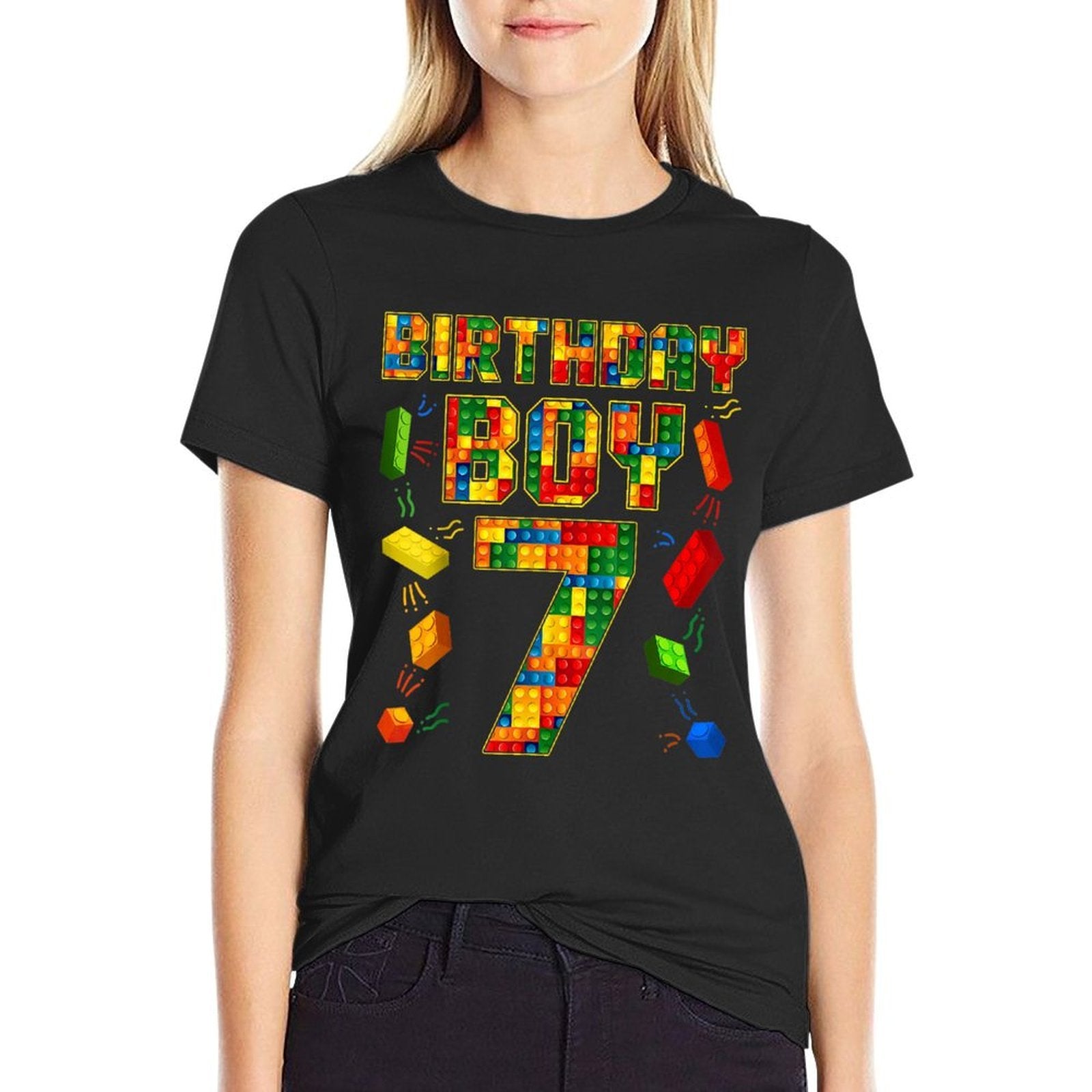 Master Builder 7th Birthday Boy 7 Year Old Building Bricks  Graphic-printed T-Shirt