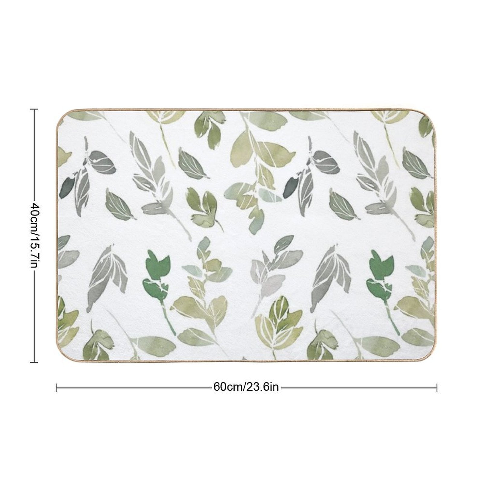 White Watercolor Leaves Pattern  Repositionable Bath Mat