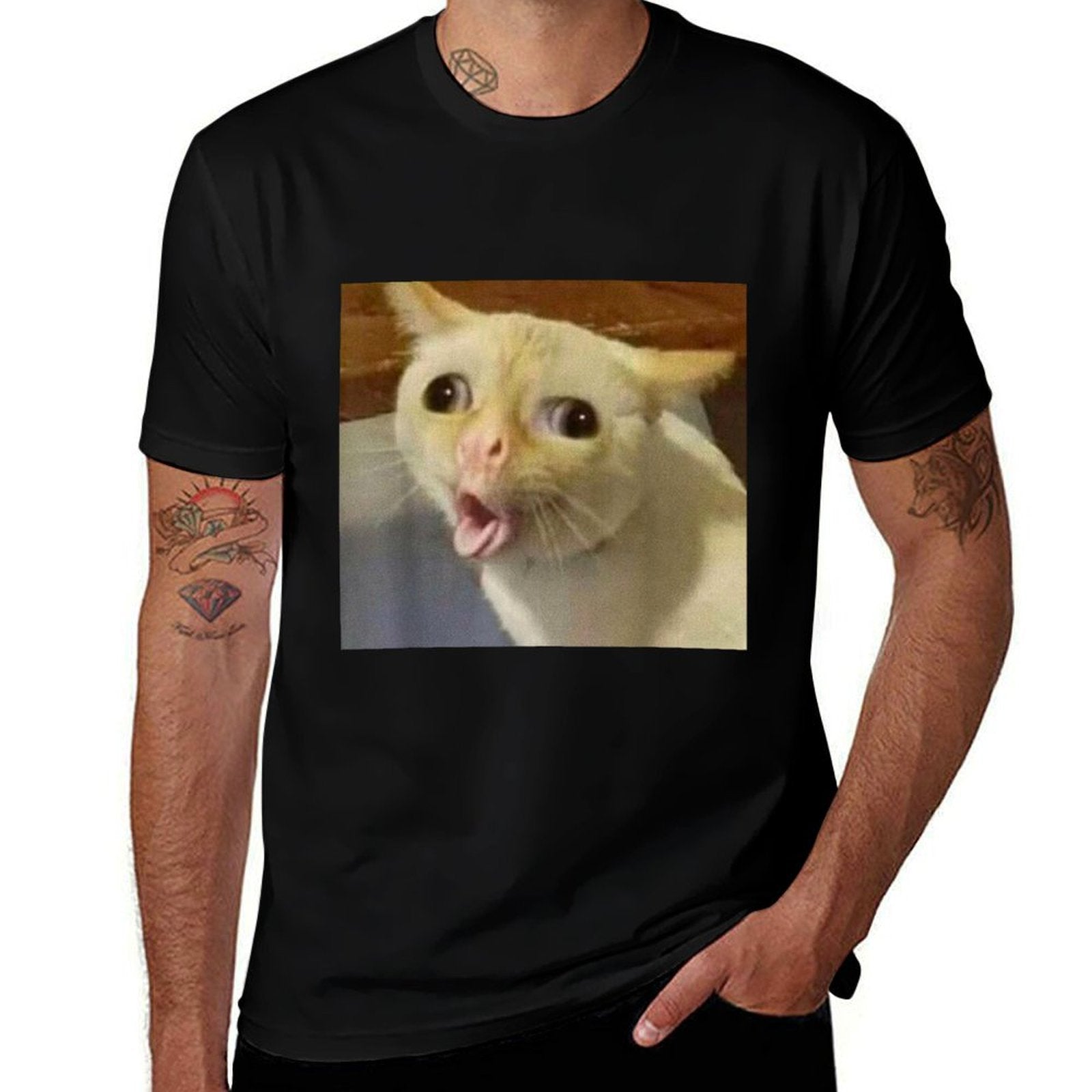 Cat Gagging Meme Funny Kitty Coughing Cat Top Iconic Meme  Versatile T-Shirt