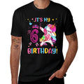 It's My 6th Birthday Unicorn Girls Funny 6 Year Old Birthday  Rolled Sleeves T-Shirt