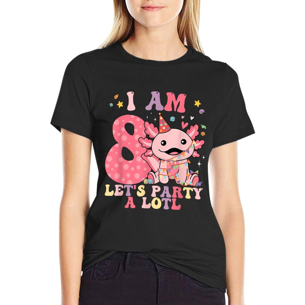 Kids Axolotl 8th Birthday - I M 8 Lets Party Alotl  Rolled Sleeves T-Shirt