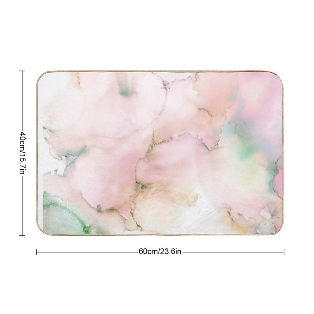 Abstract Ink Green Pink Tan Print by Zouzounio Art  Odorless Bath Mat