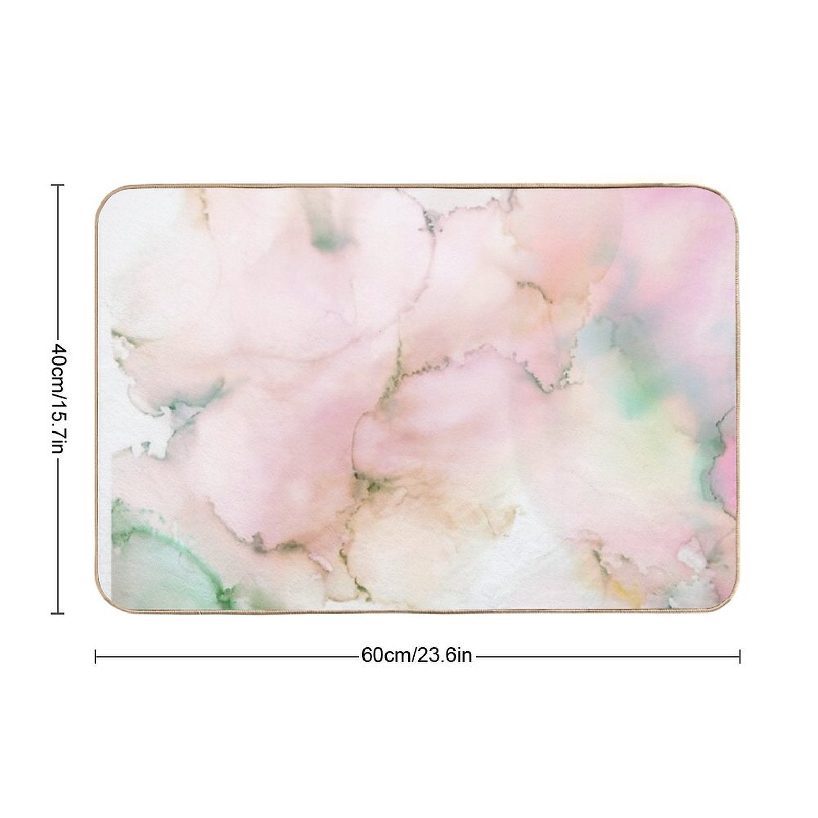 Abstract Ink Green Pink Tan Print by Zouzounio Art  Odorless Bath Mat