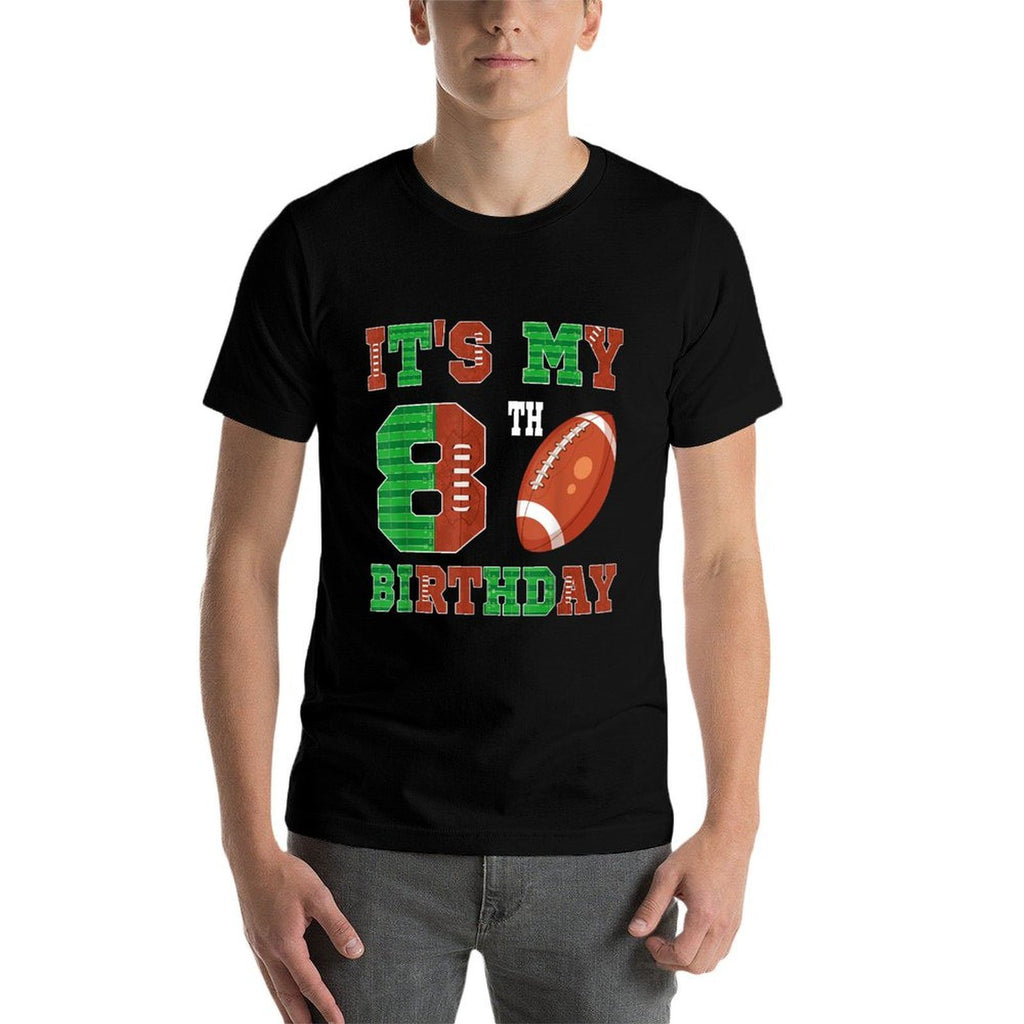 8th Birthday Football Theme 8 Year Old Football Player  Trendy Pattern T-Shirt