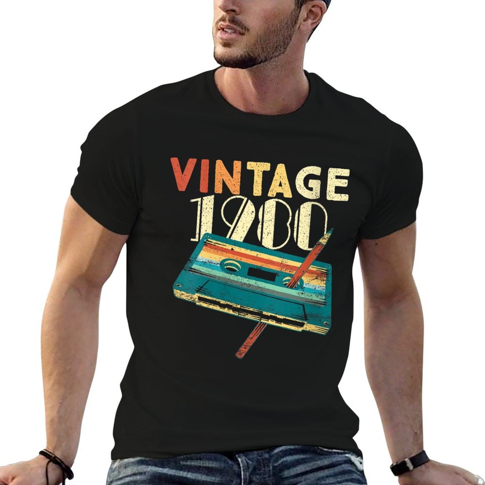Womens Vintage 1980 Music Cassette 40th Birthday Gifts 40 Years Old  Affordable Price T-Shirt