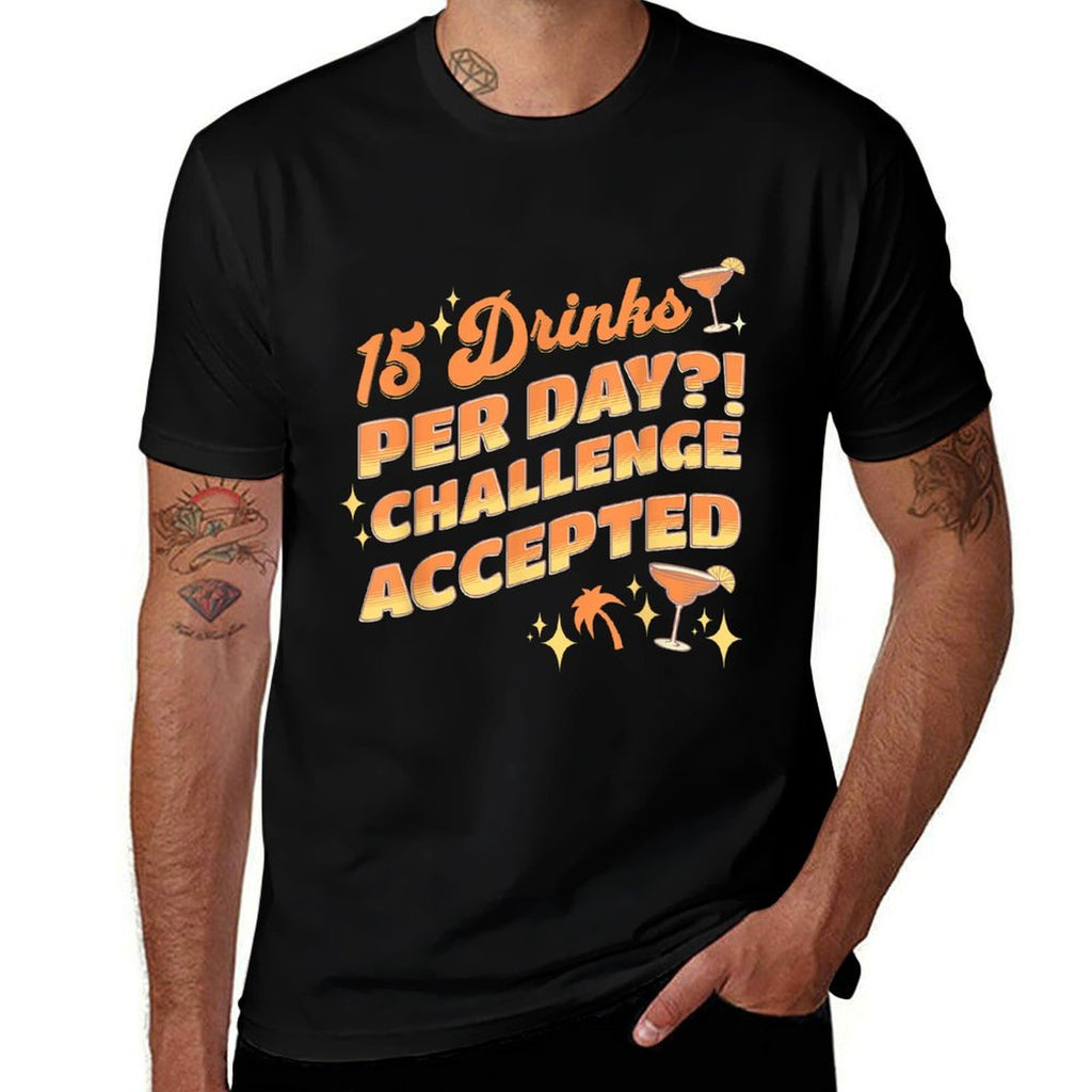 The Vacation Station Apparel Co. Funny Cruise Group Drink Package Challenge Accepted Black  Stretchy T-Shirt