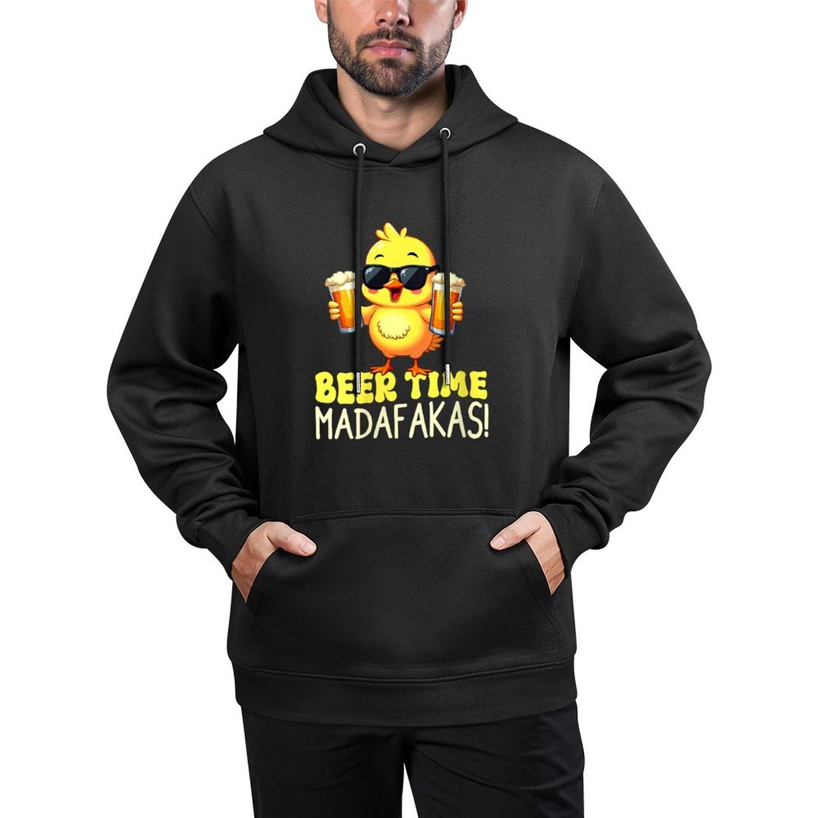 Womens Beer Time Madafakas Funny Duck Retro Relaxed Fit Hoodie