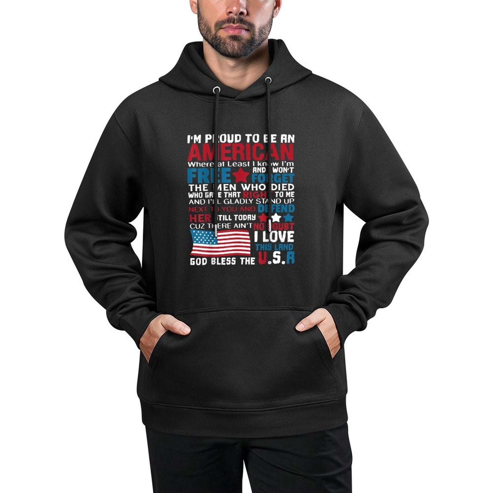 American Proud to Be Patriotic Featuring USA Merican Medium-Weight Fabric Hoodie