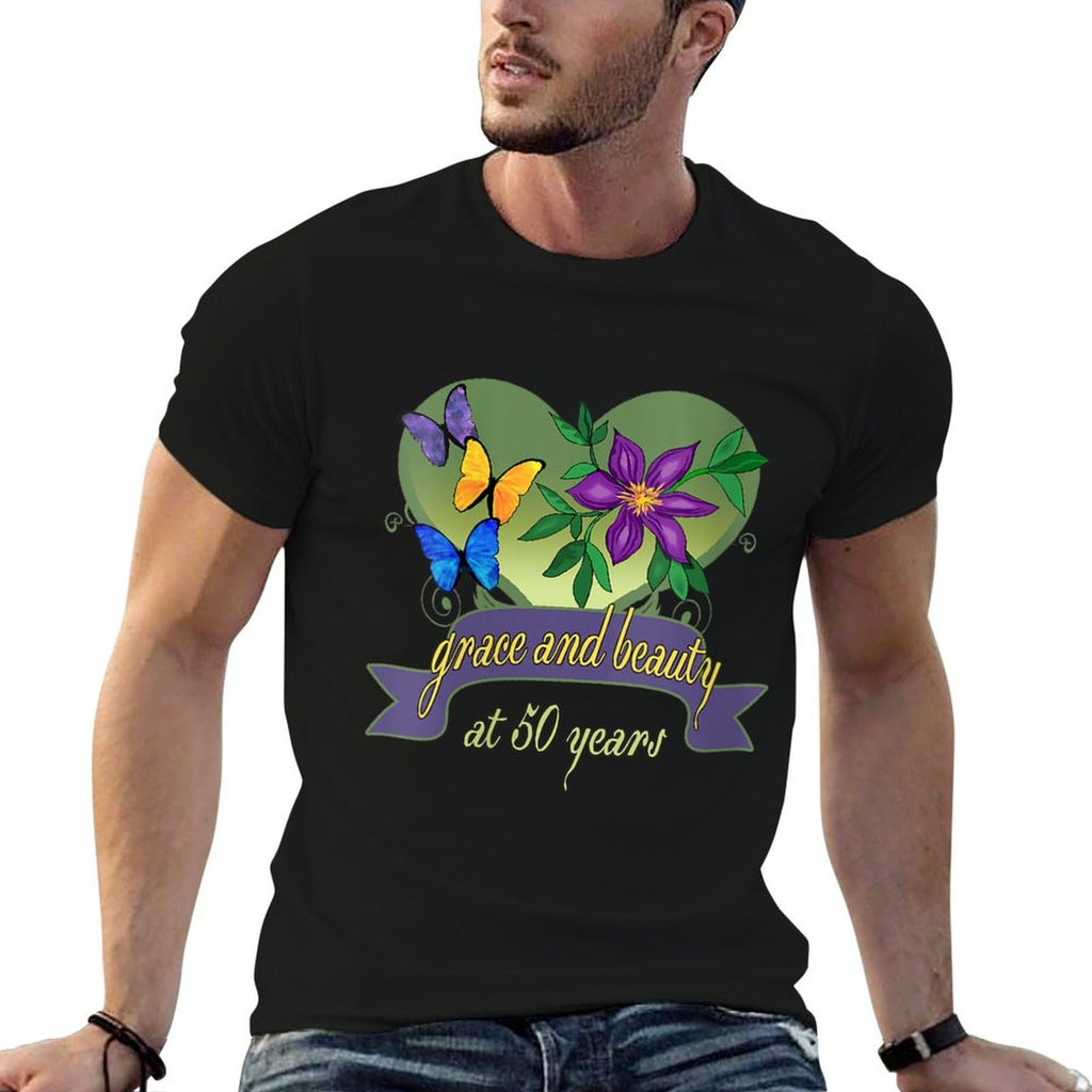 Womens 50th Birthday Grace And Beauty - Happy 50th Birthday  Odor-resistant T-Shirt