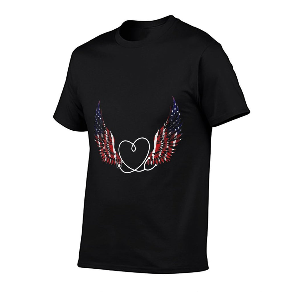 Womens Nurse Patriotic Stethoscope American Wings 4th Of July  Eco-friendly Material T-Shirt