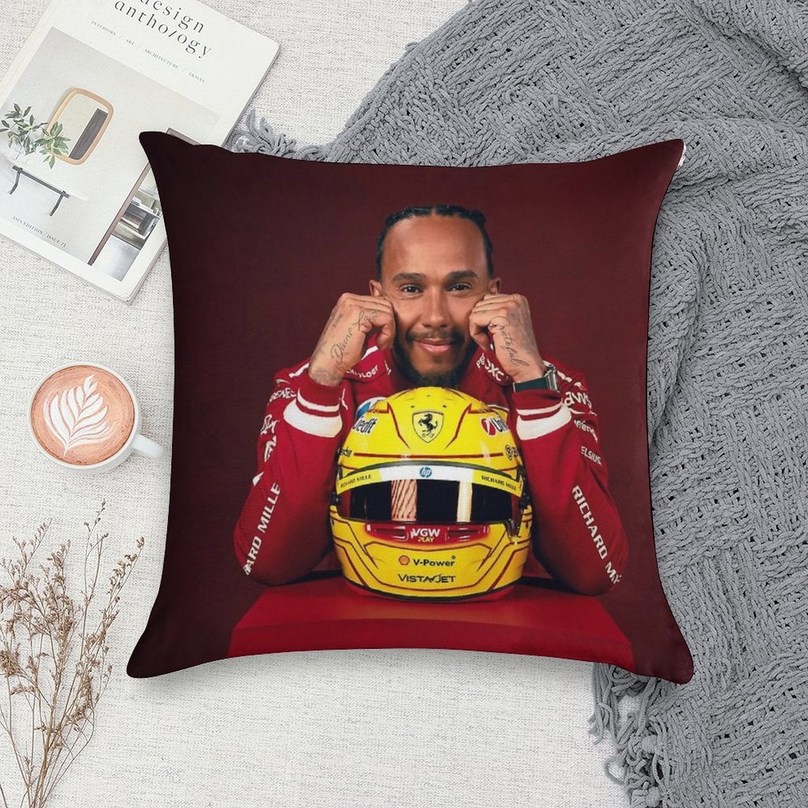 Lewis Hamilton -Scuderia Soft Hidden Zipper Throw Pillow
