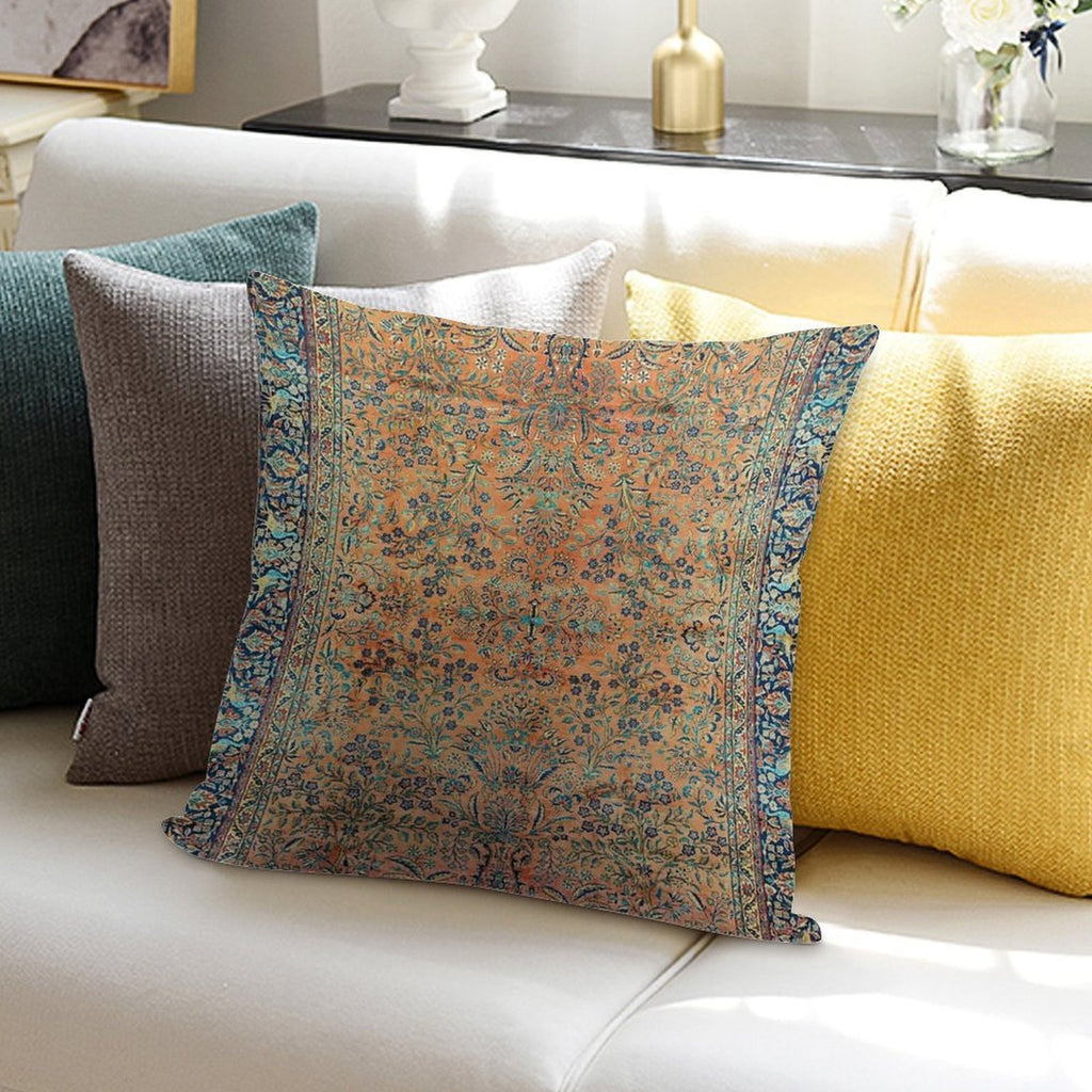 Manchester Kashan Floral Persian Carpet Print Soft High-Density Material Throw Pillow