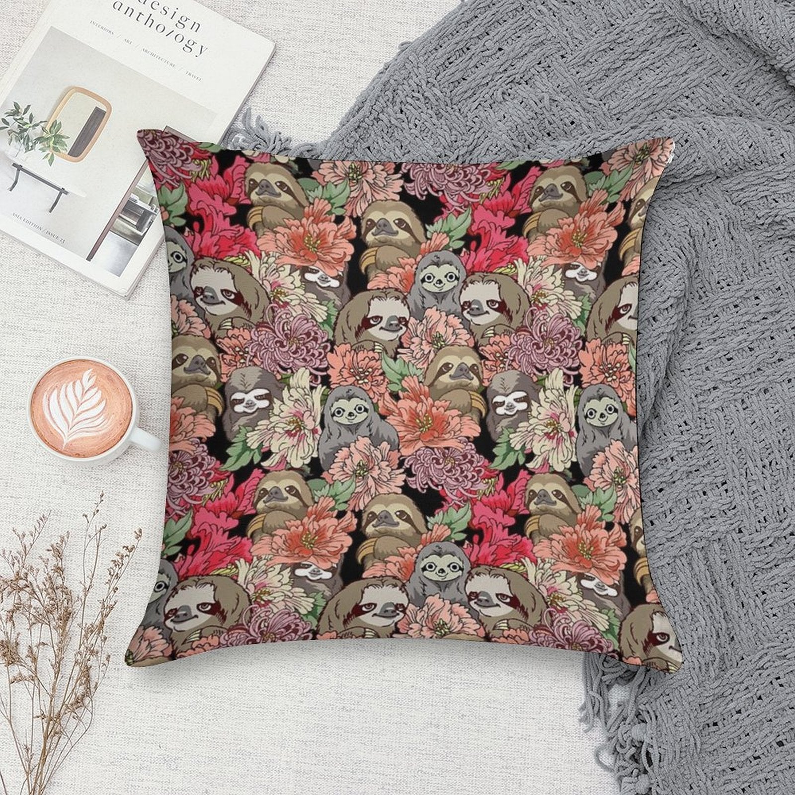 Because Sloths Soft Hidden Zipper Throw Pillow