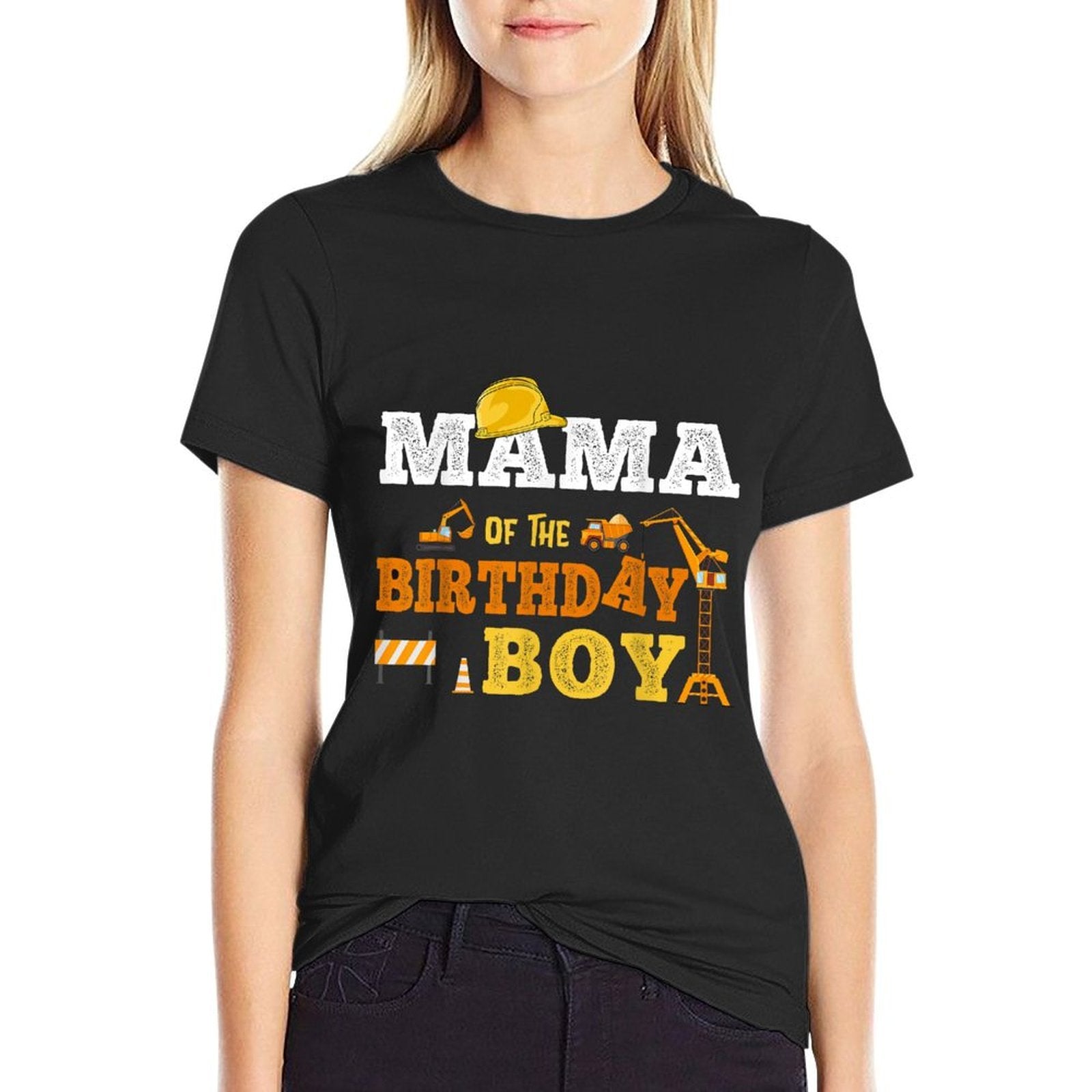 Mama Of The Birthday Boy Kid Construction Matching Family  Durable T-Shirt