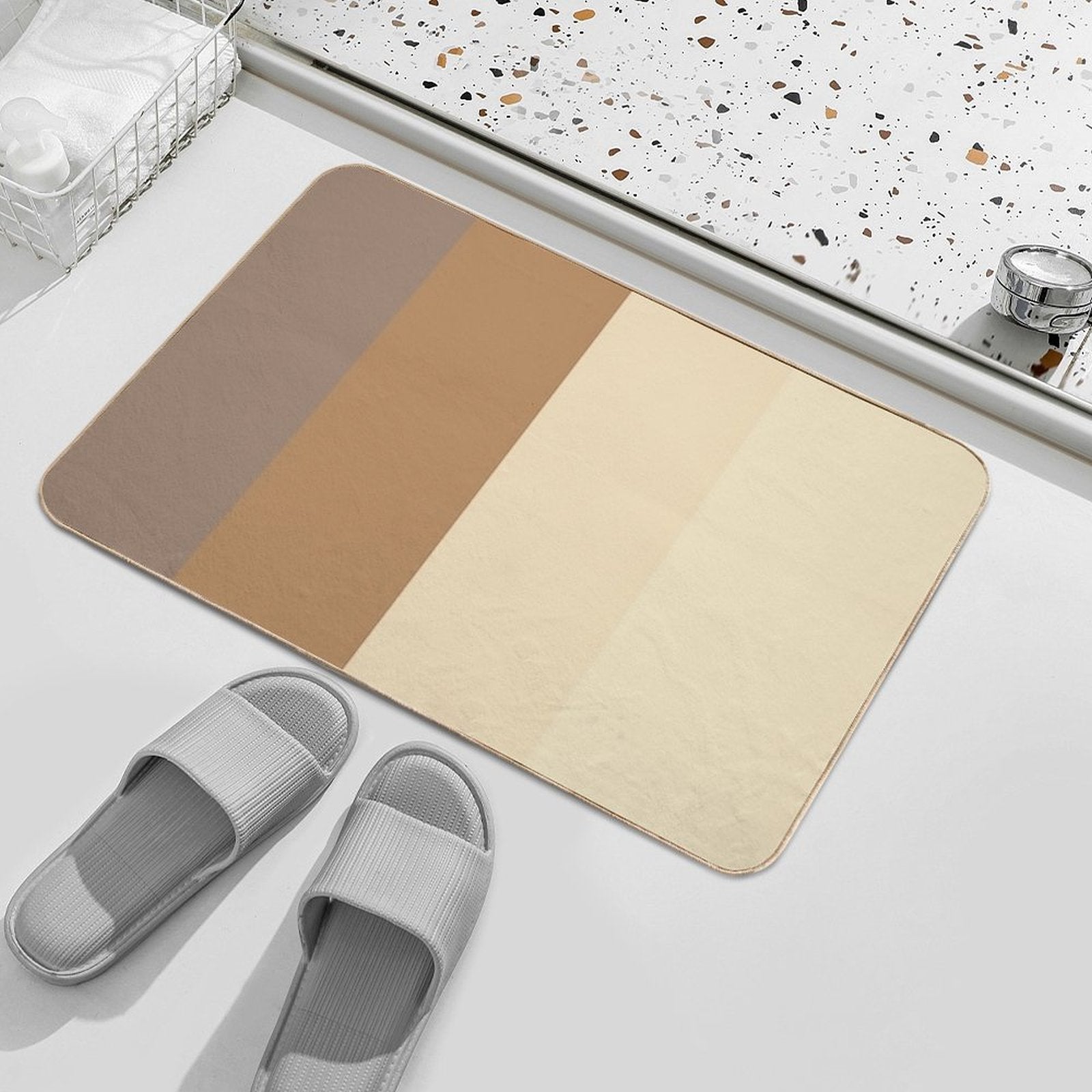 Earth Tones Stripes Pattern  Stain-Proof Bath Mat