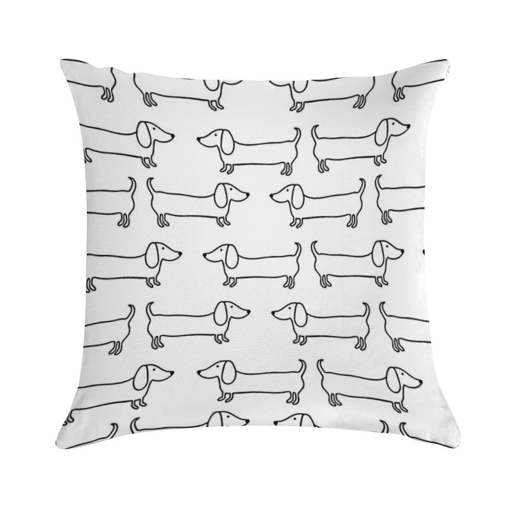 Dachshund in Black-white Soft Ultra-Soft Texture Throw Pillow