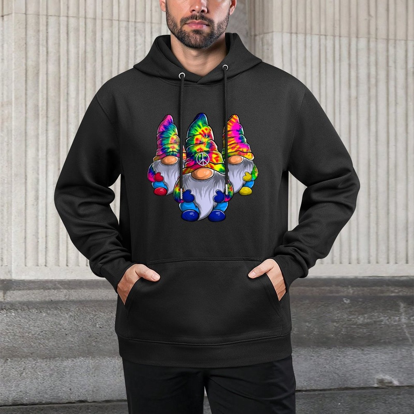 Three Hippie Gnomes Peace Gnome Funny Retro Tie Diy Design Customizable Surface Hoodie