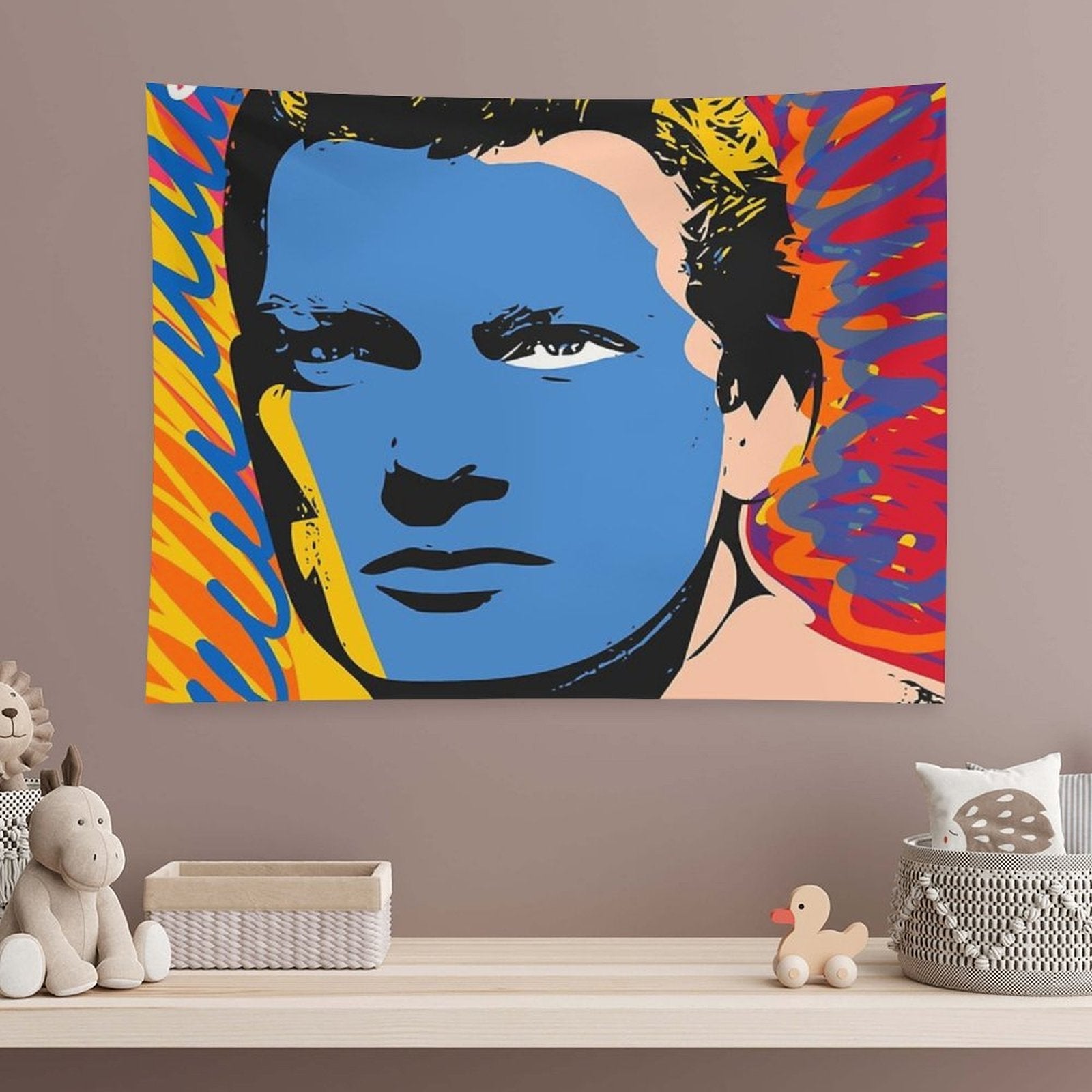Pop Graffiti Art Portrait of A Vintage French Actor Tapestry