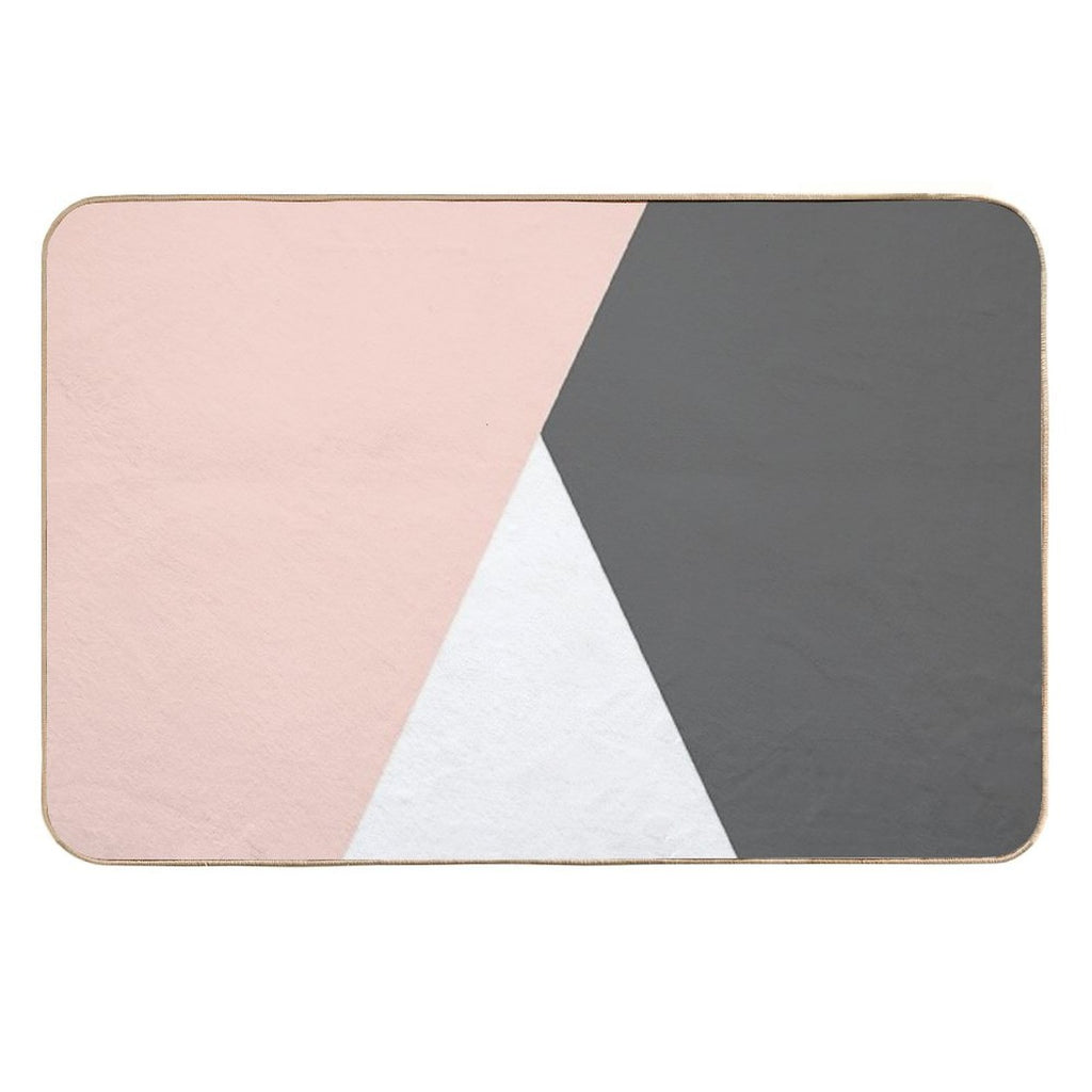 Elegant Blush Pink & Grey Geometric Triangles  Odorless Bath Mat
