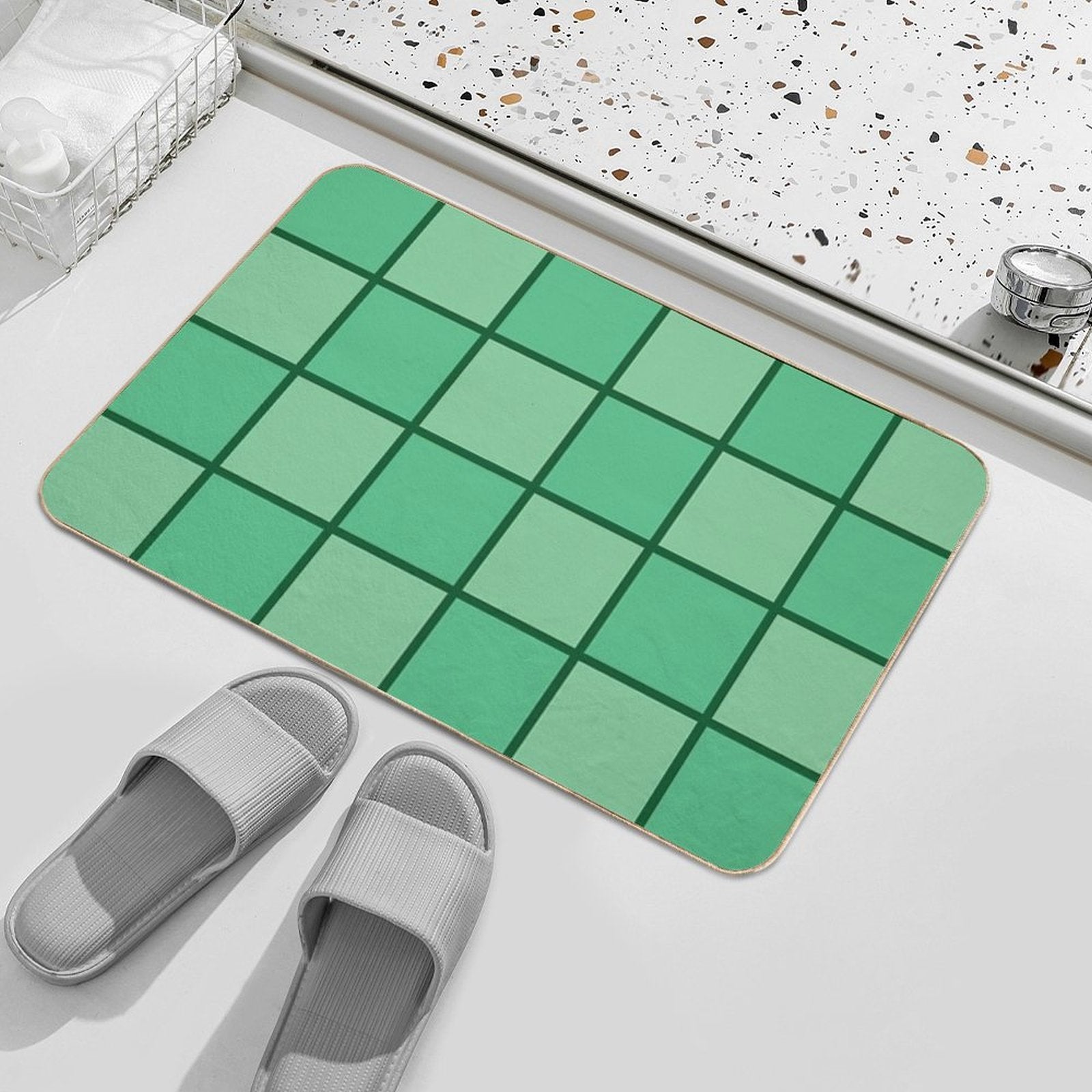 Seaside Window Art - Seaside Green Tones - Home Decor & Personal Style  High-Traffic Bath Mat