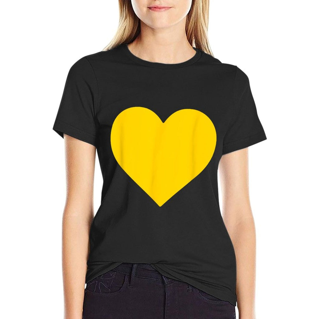 Es Designs Unisex-Adults Yellow Heart Modern Classic Fit, Black, Small  Soft T-Shirt