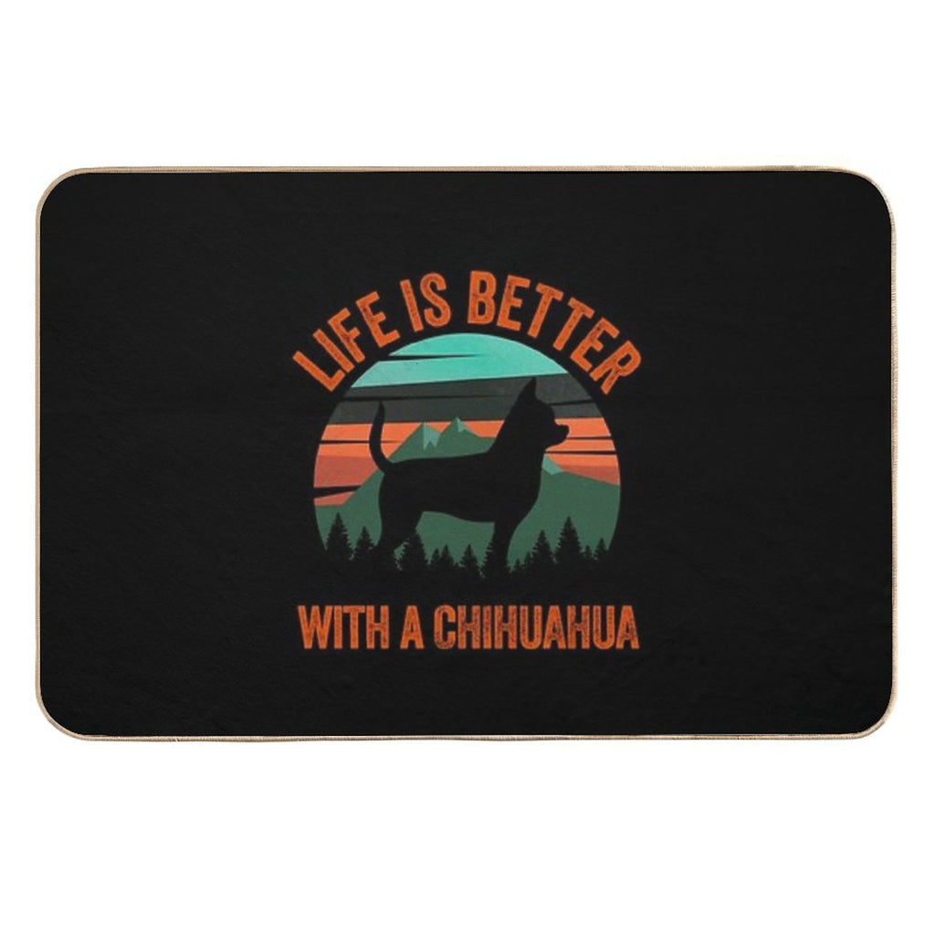 Life Is Better With A Chihuahua Vintage Dog Gift Durable Bath Mat