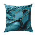 Teal And Gold Faux Marble Landscape Waves Soft Decorative Cover Throw Pillow