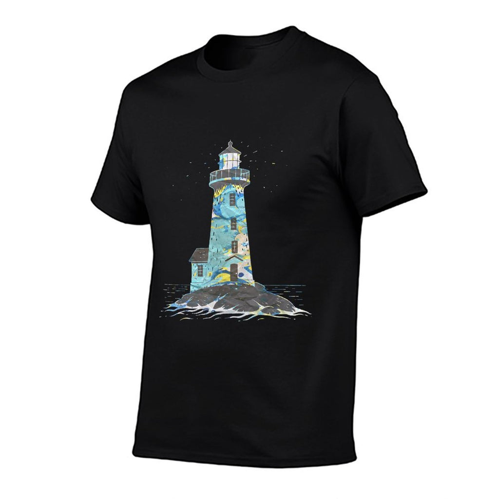 Cool Abstract Paint Swirl Lighthouse Coast Lovers Lighthouse  Slim-fit Cut T-Shirt