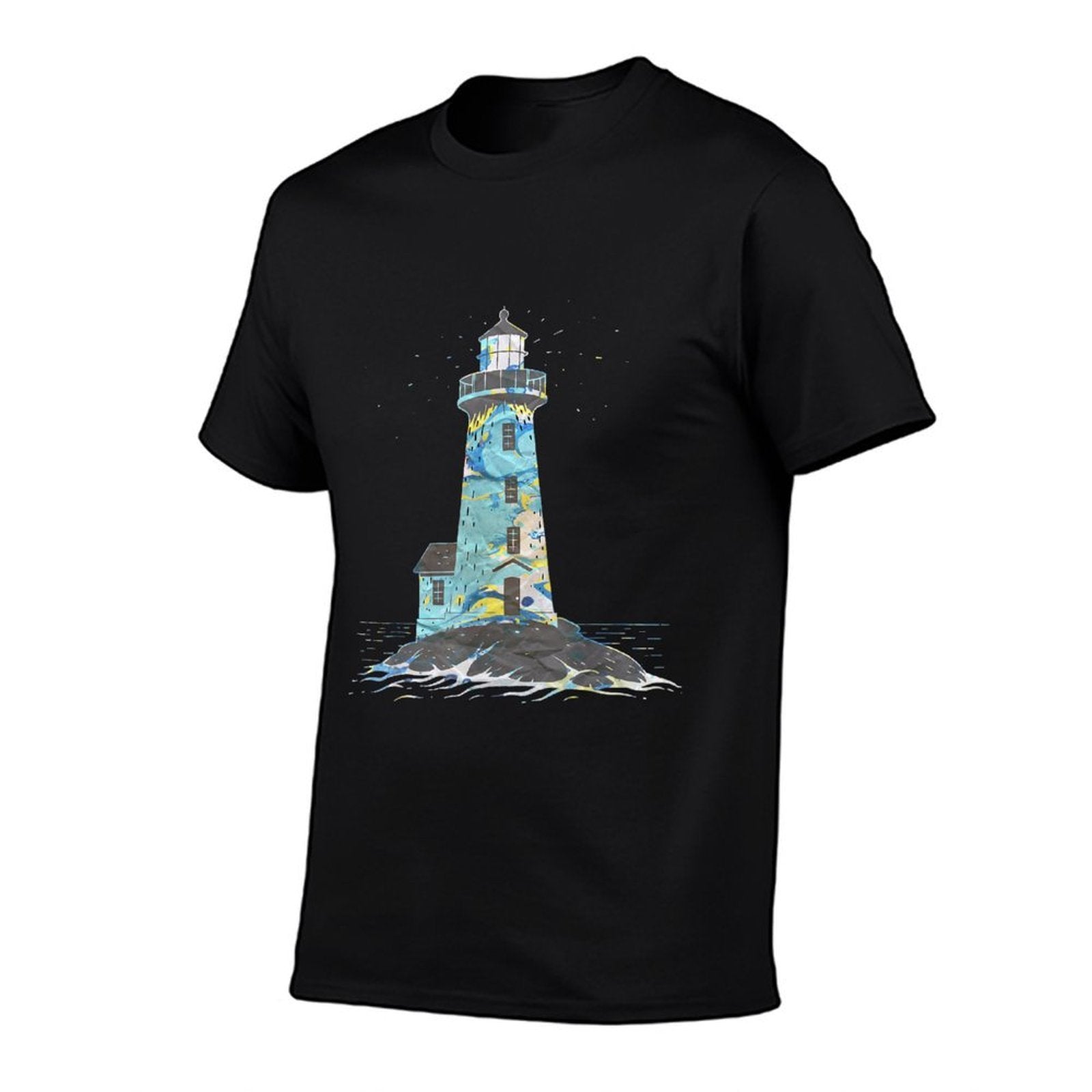 Cool Abstract Paint Swirl Lighthouse Coast Lovers Lighthouse  Slim-fit Cut T-Shirt