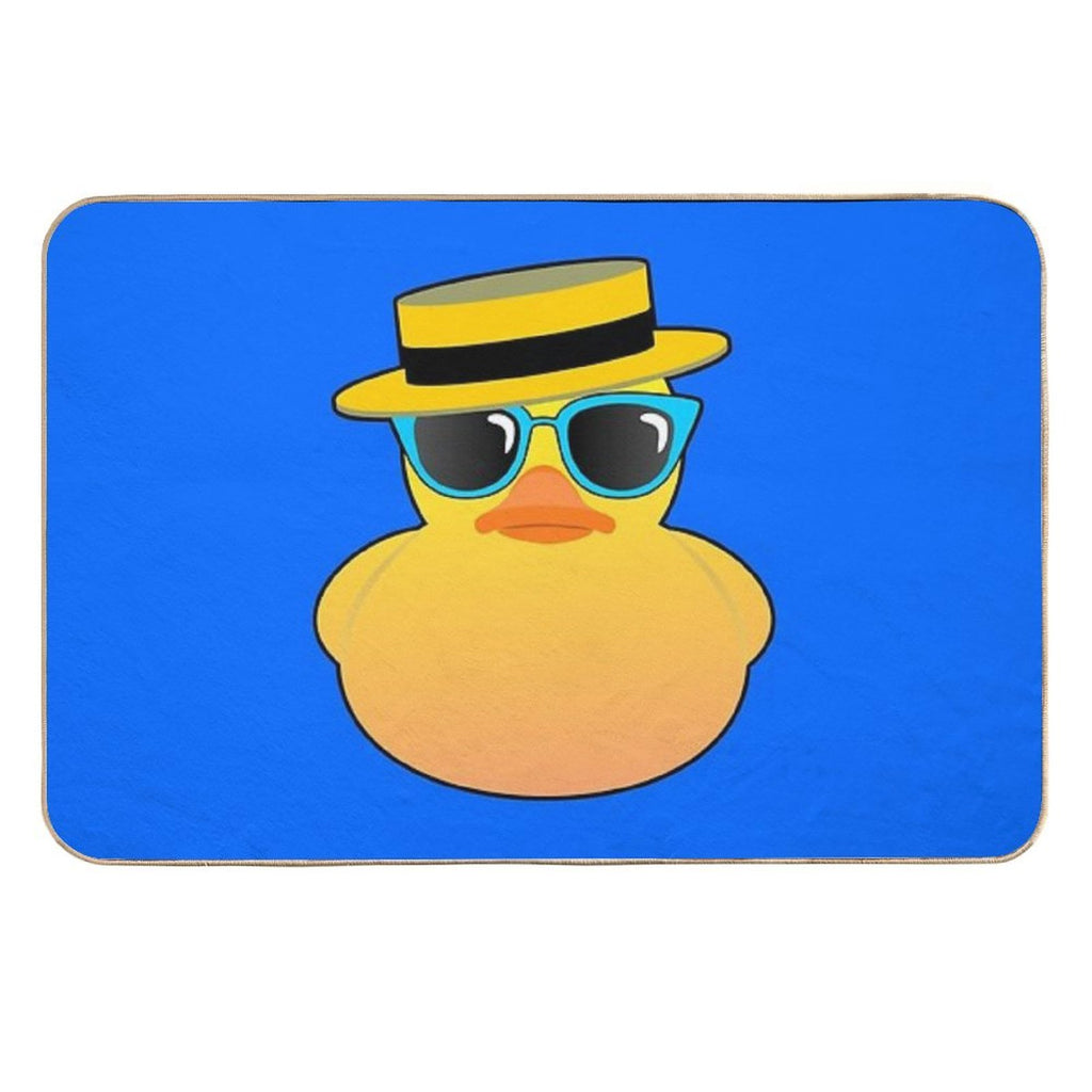 Rubber Duck Ducky Wearing Boater Hat And Sunglasses  Fade-Resistant Bath Mat
