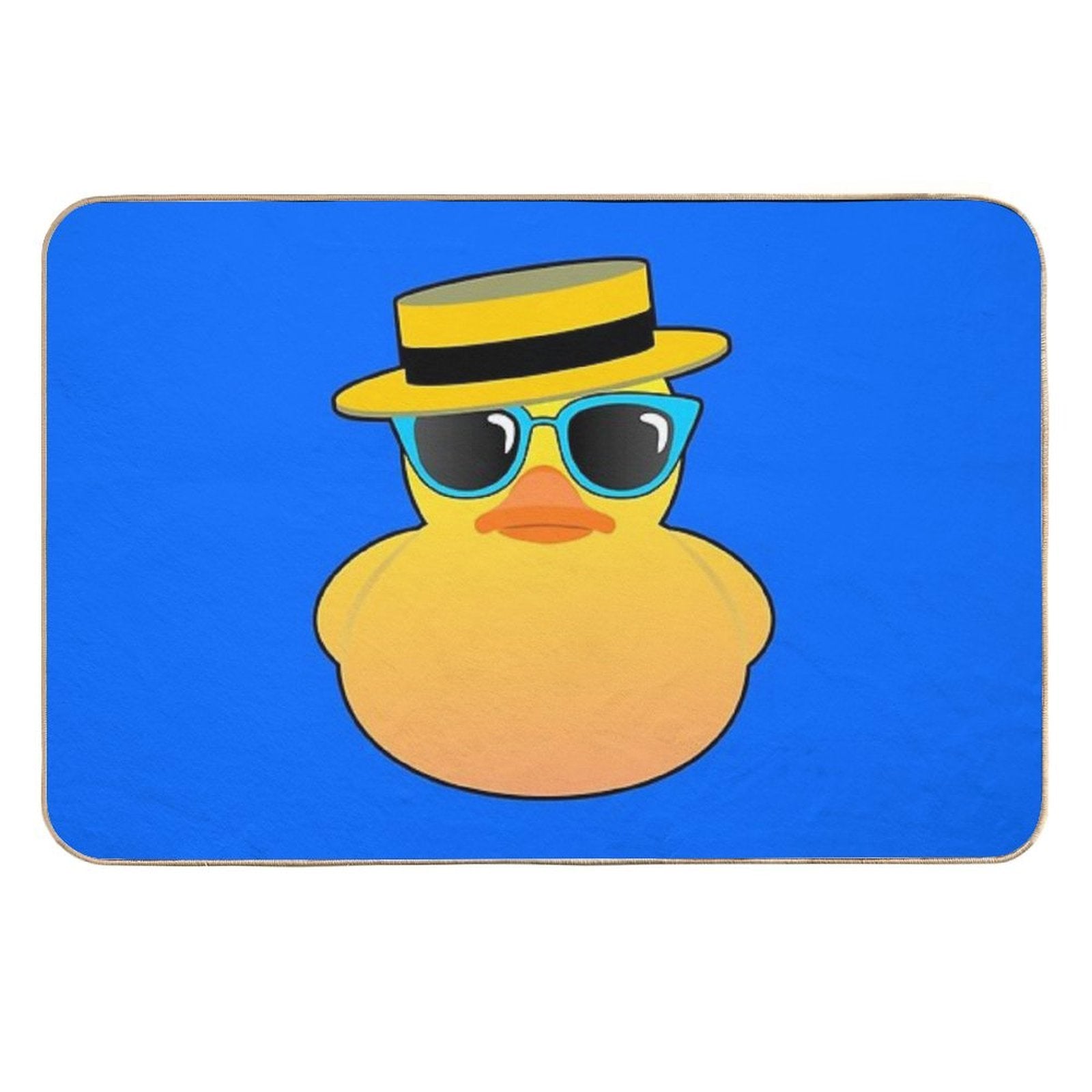 Rubber Duck Ducky Wearing Boater Hat And Sunglasses  Fade-Resistant Bath Mat
