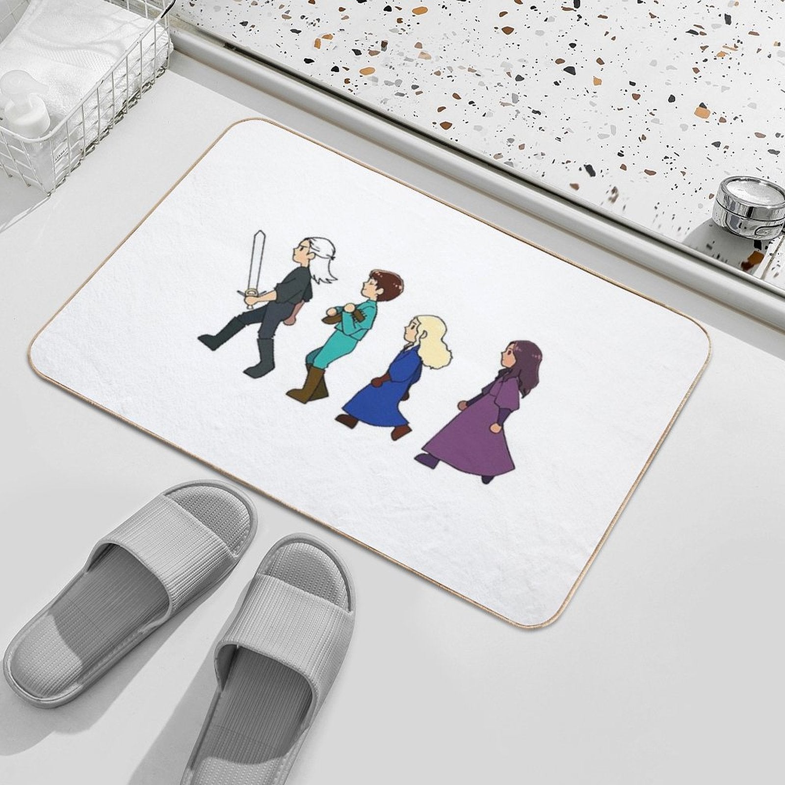 Chibi Witcher Fam  Non-Slip Bath Mat