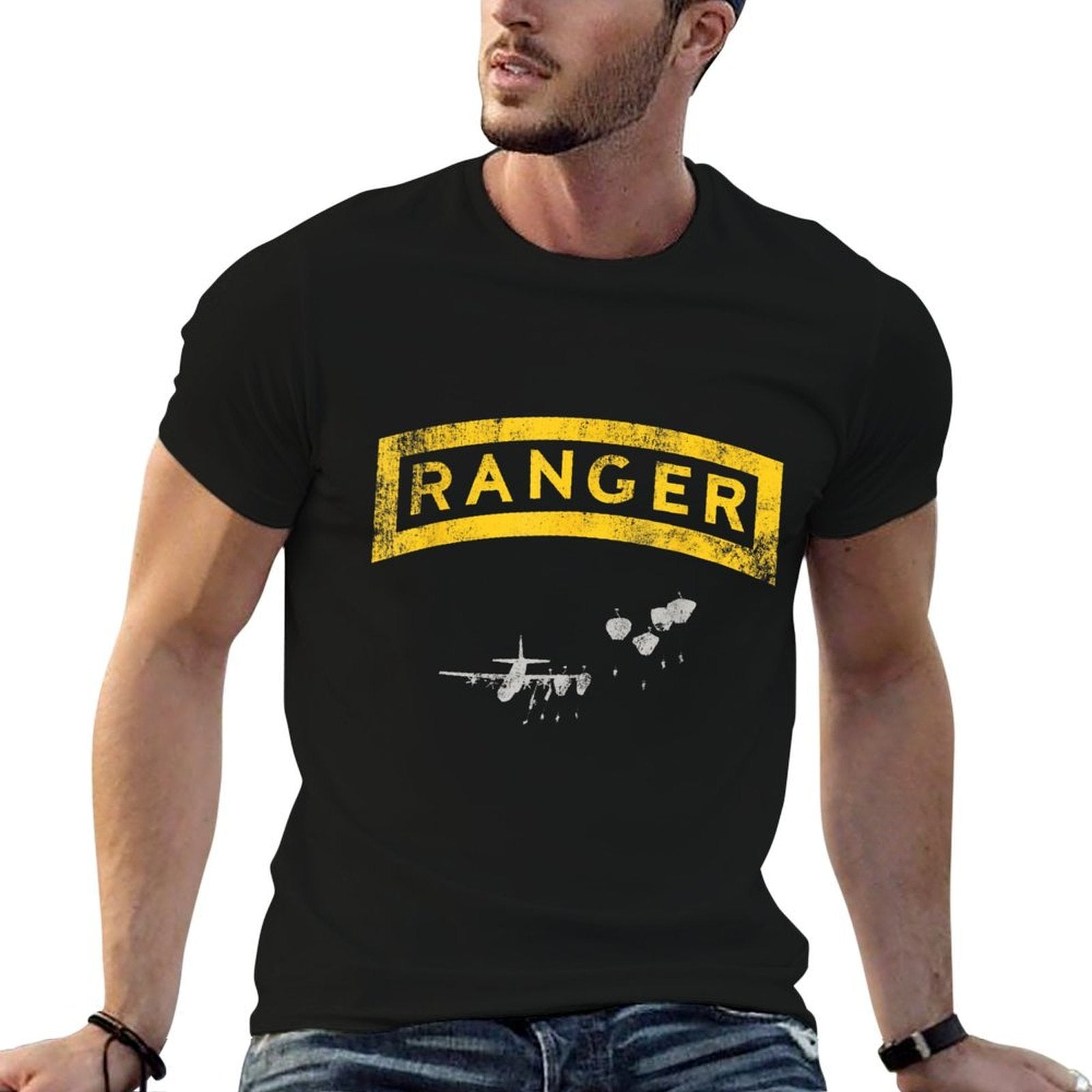 US Army Ranger Tab Airborne Ranger Military Veteran Vintage Comfortable T-Shirt