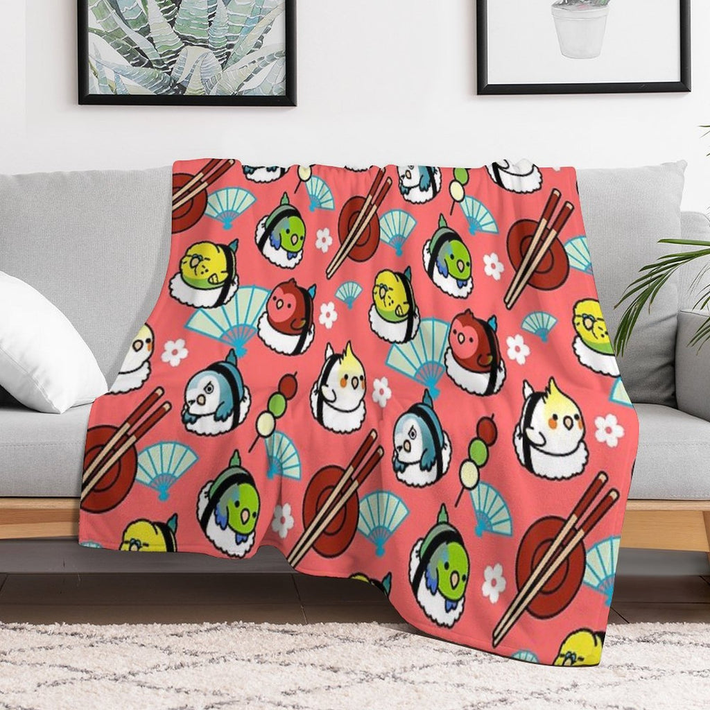 Sushi Time with Cody The Lovebird & Friends Plush Throw Blanket