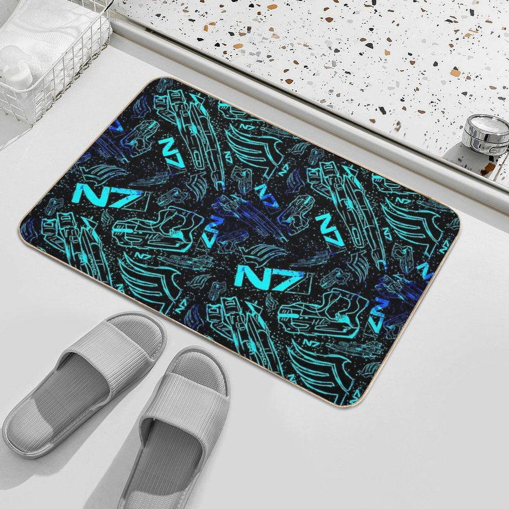 Paragon Shepard Pattern  Effect Mass Gaming Gamer Sci-Fi  Easy To Clean Bath Mat