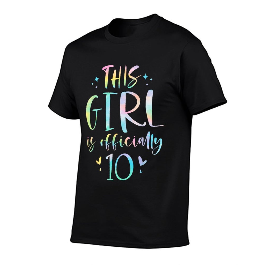 This Girl Is Officially 10 Ten Year Old 10th Birthday Girl  Rolled Sleeves T-Shirt