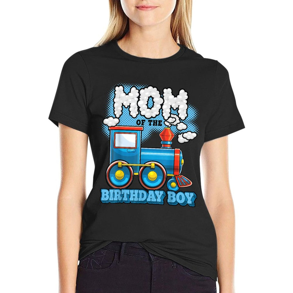 I'm Mom of The Birthday Boy Train Birthday Party Supply  Trendy Pattern T-Shirt