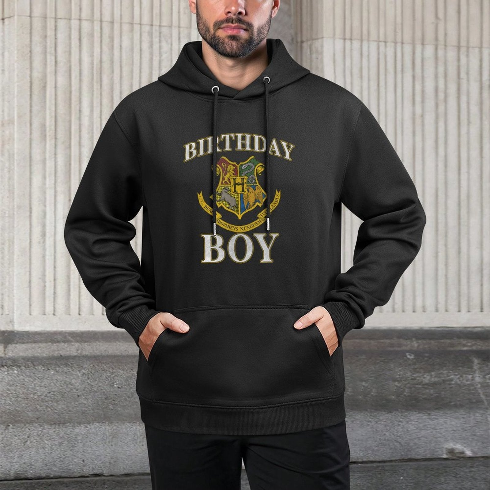 Harry Potter Birthday Boy Hogwarts Iconic Emblem Logo Colorfast Hoodie