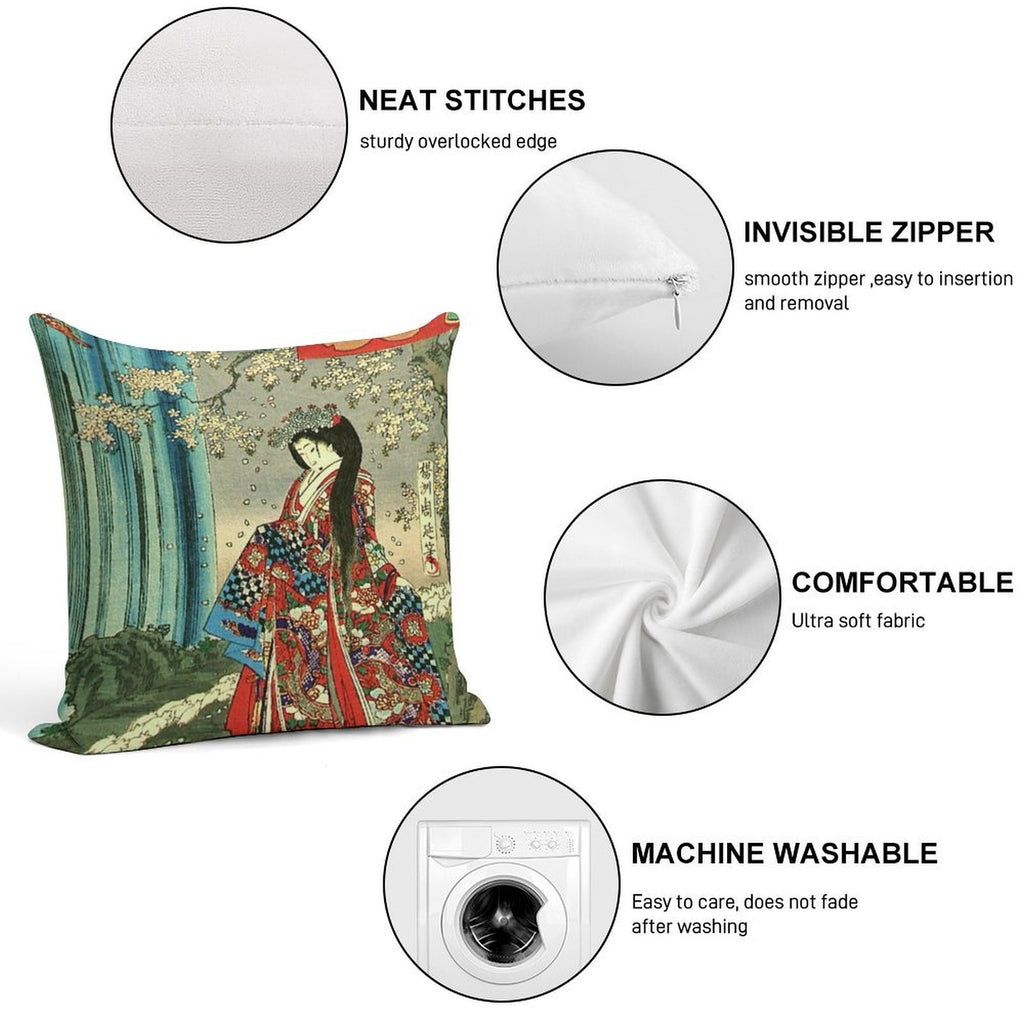 Japanese Classic Geisha Lady - Japan Art Soft Bedroom Essential Throw Pillow