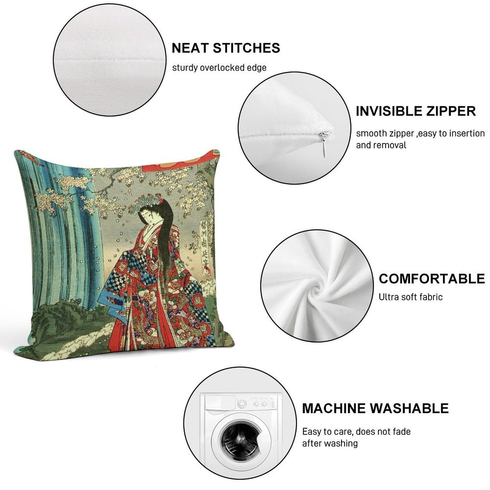Japanese Classic Geisha Lady - Japan Art Soft Bedroom Essential Throw Pillow