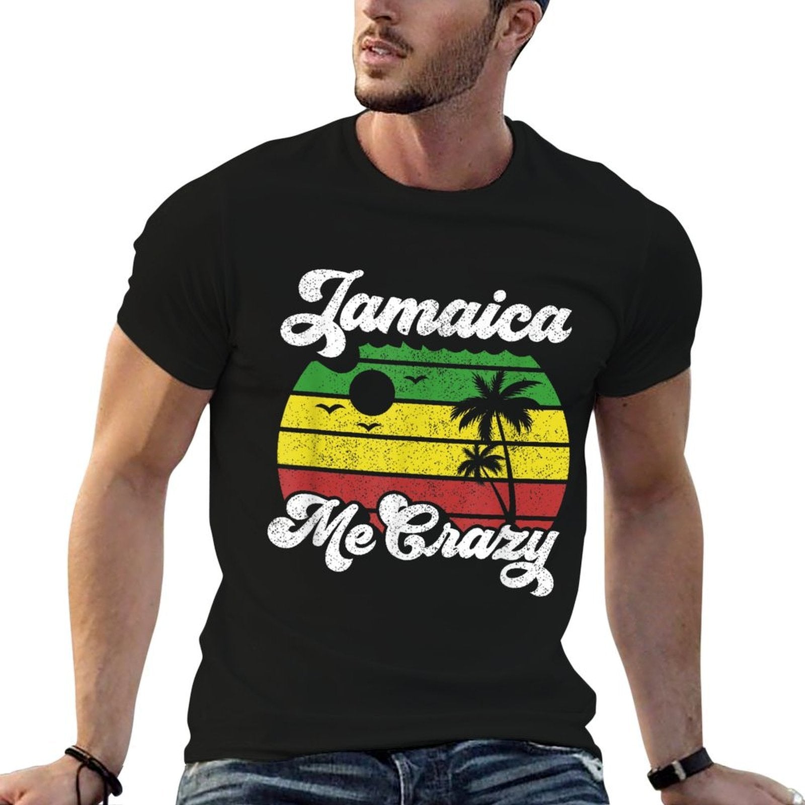 Jamaica Me Crazy Rasta Roots Rock Reggae Jamaican Retro Gift  Wrinkle-resistant T-Shirt
