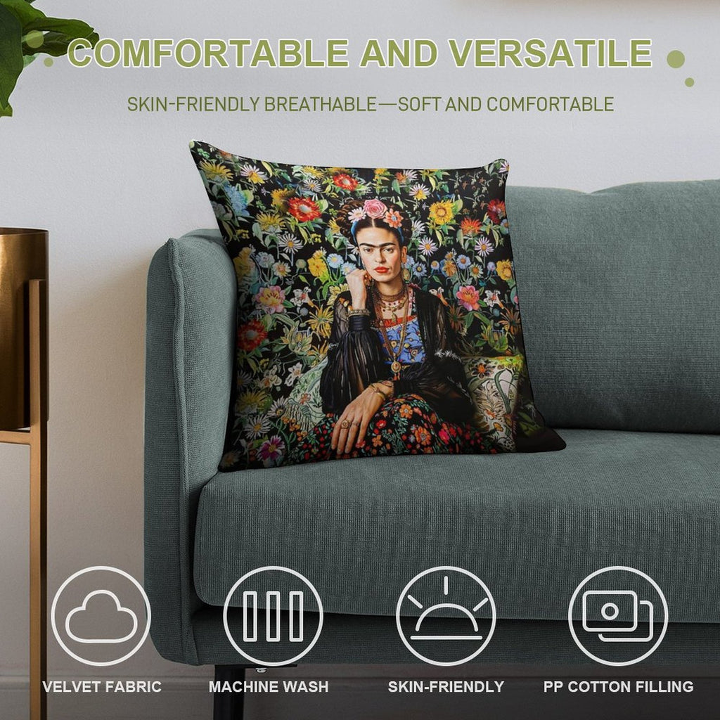 Frida Kahlo Flowers Soft Warmth Comfort Throw Pillow