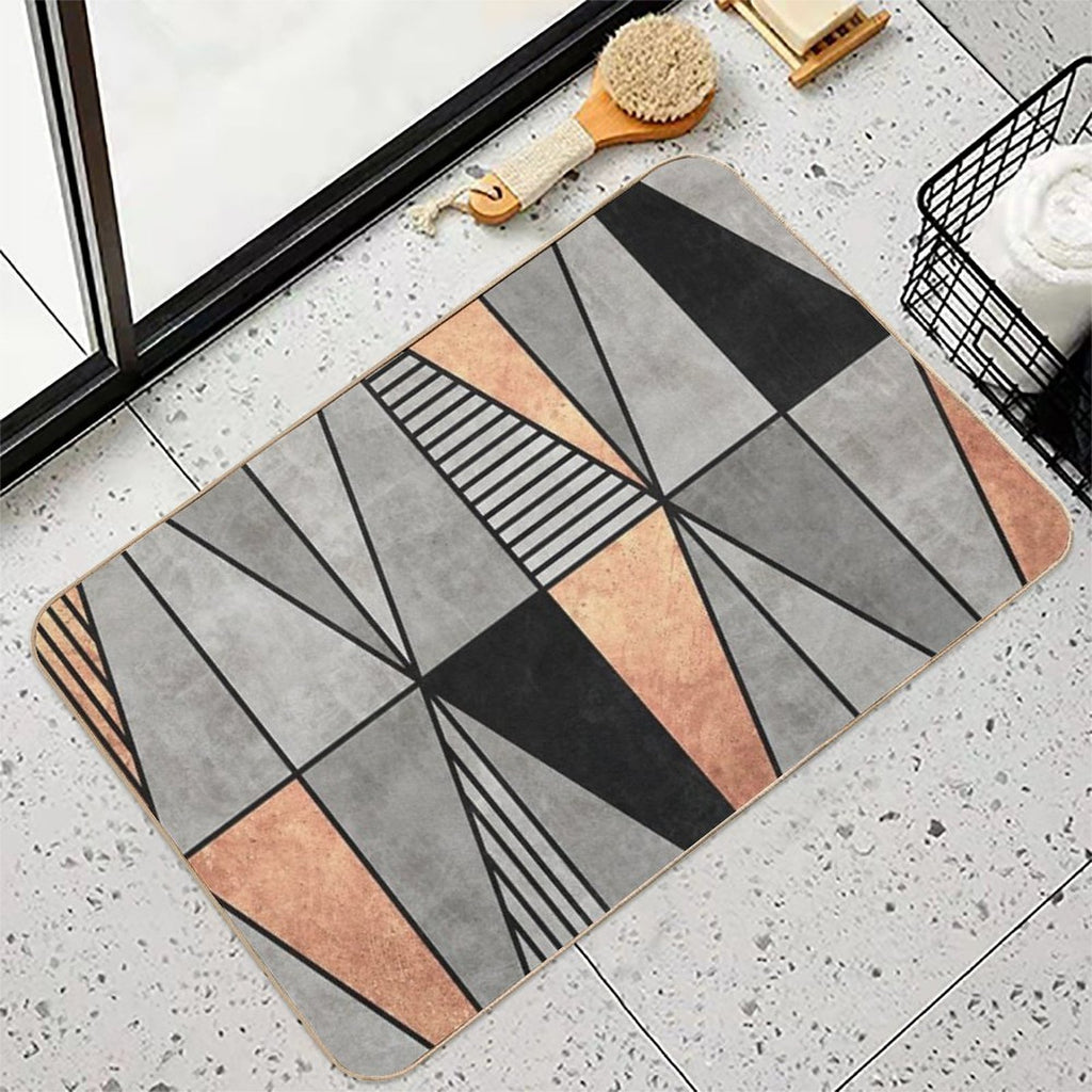 Concrete And Copper Triangles  Repositionable Bath Mat