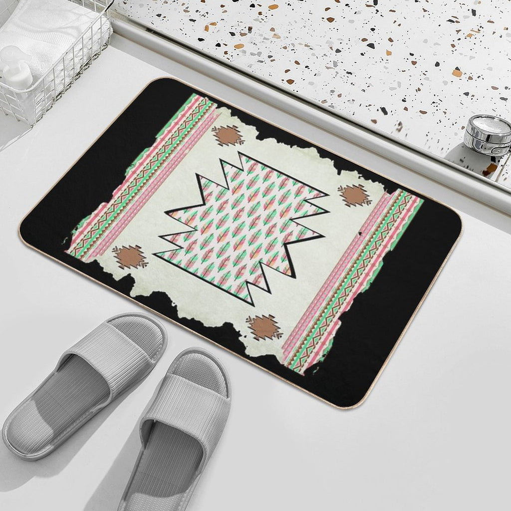Native American Symbol - Aztec Boho Chic  Absorbent Bath Mat