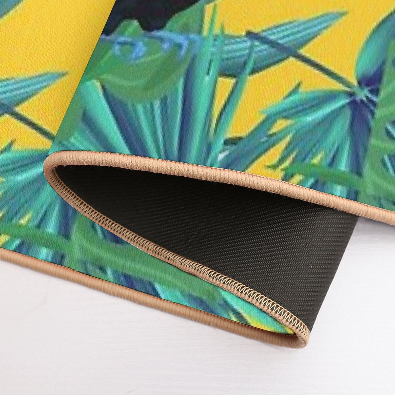 Tropical Bird Yellow Background  Multi-Purpose Bath Mat